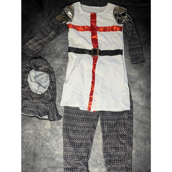 Kids Knight Templar Halloween Costume Boys M Crusader Cross Medieval Cosplay - Picture 8 of 9